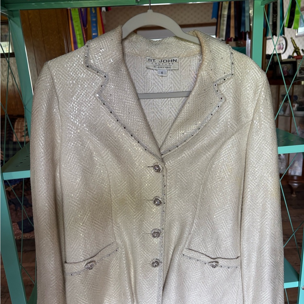 St. John Cream Blazer Elegant Suit Jacket